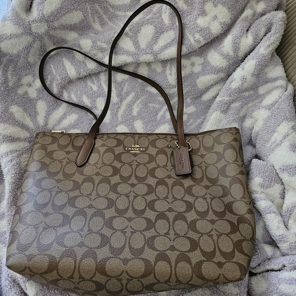 Coach Tan and Brown Signature Tote